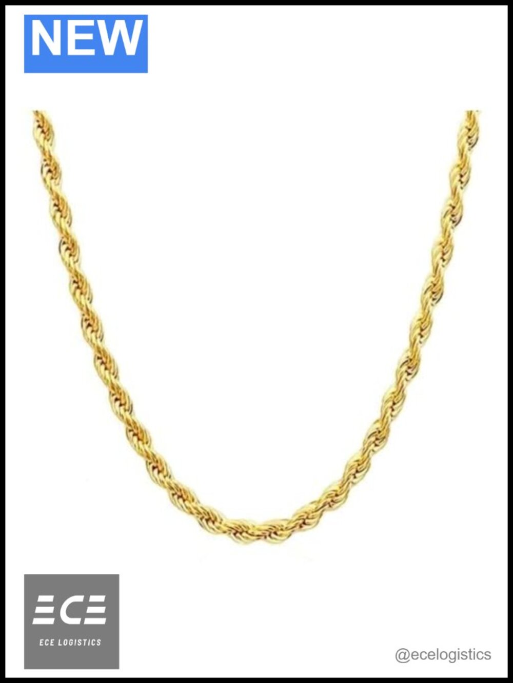 14K Yellow Gold Rope Chain Necklace 3.2mm 4.2mm Durable Unisex Gift